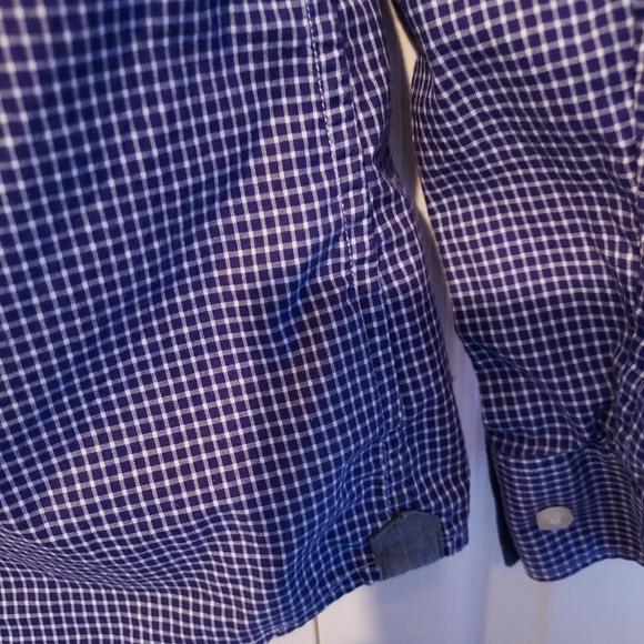 Michael Kors Mens Purple Navy Check Shirt Long Sleeve Button Up Shirt Slim Fit M - Picture 4 of 12